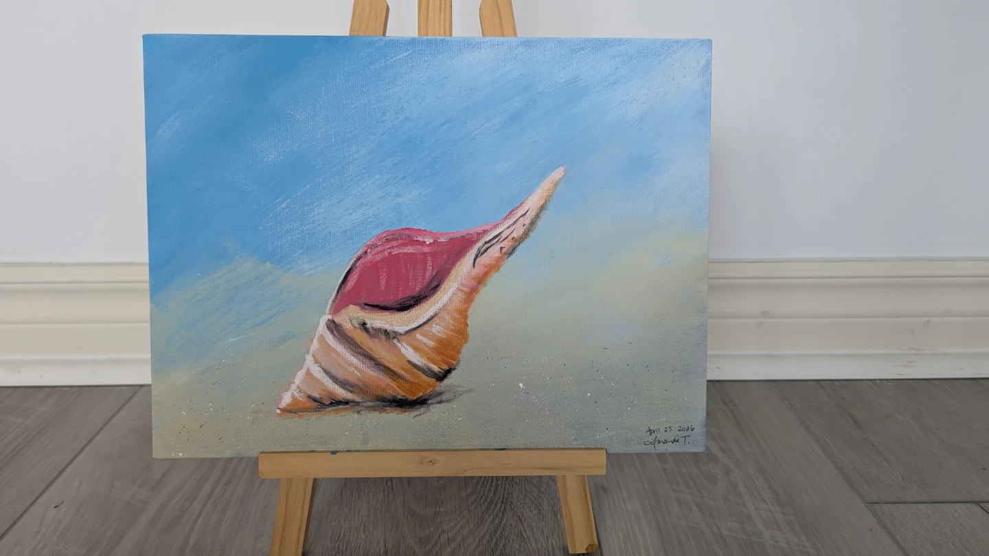 Hand-Painted Seashell on Beach Art 🌱