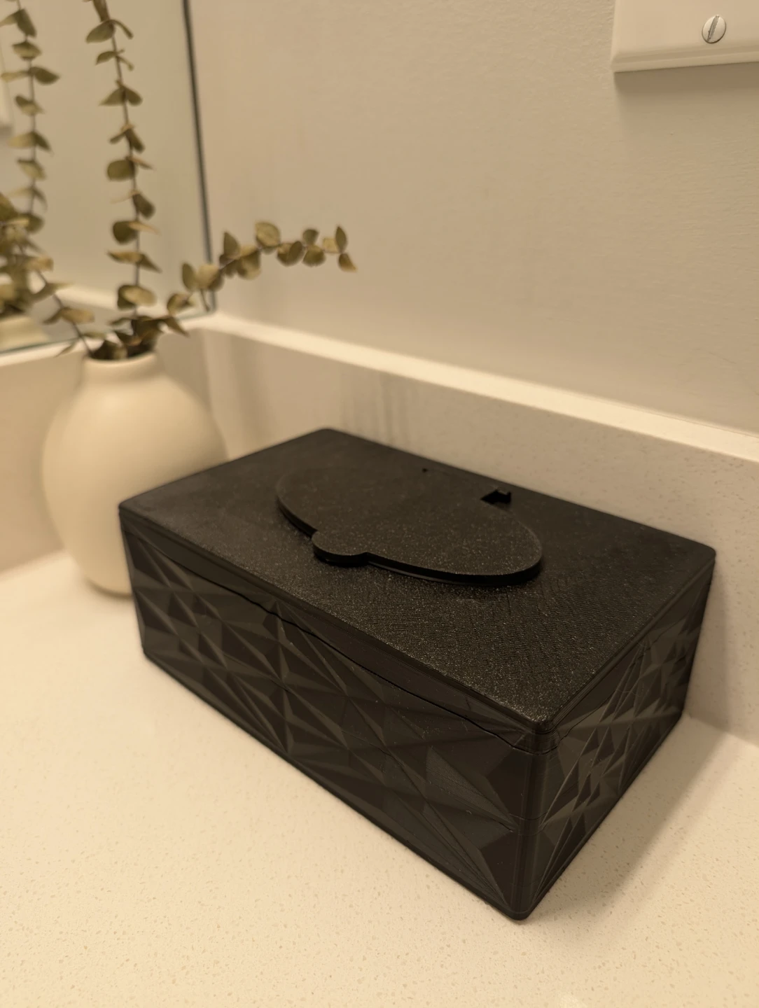 Black Textured Tissue Box Cover