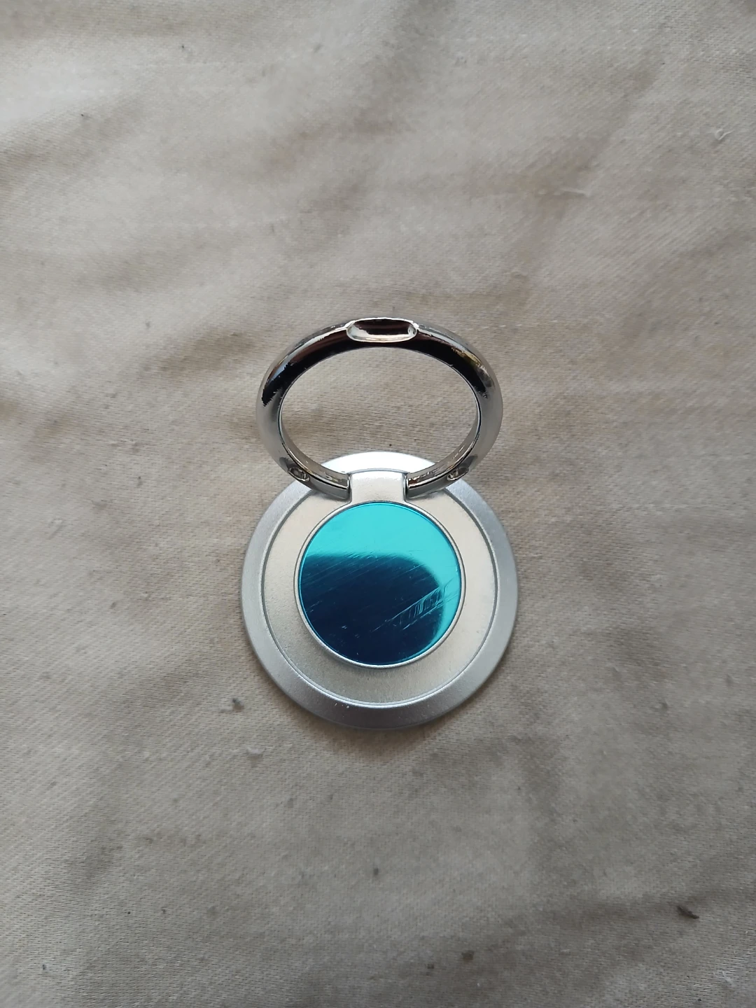 Silver Coloured Phone Ring Holder With Blue Mirror Finish - photo 3