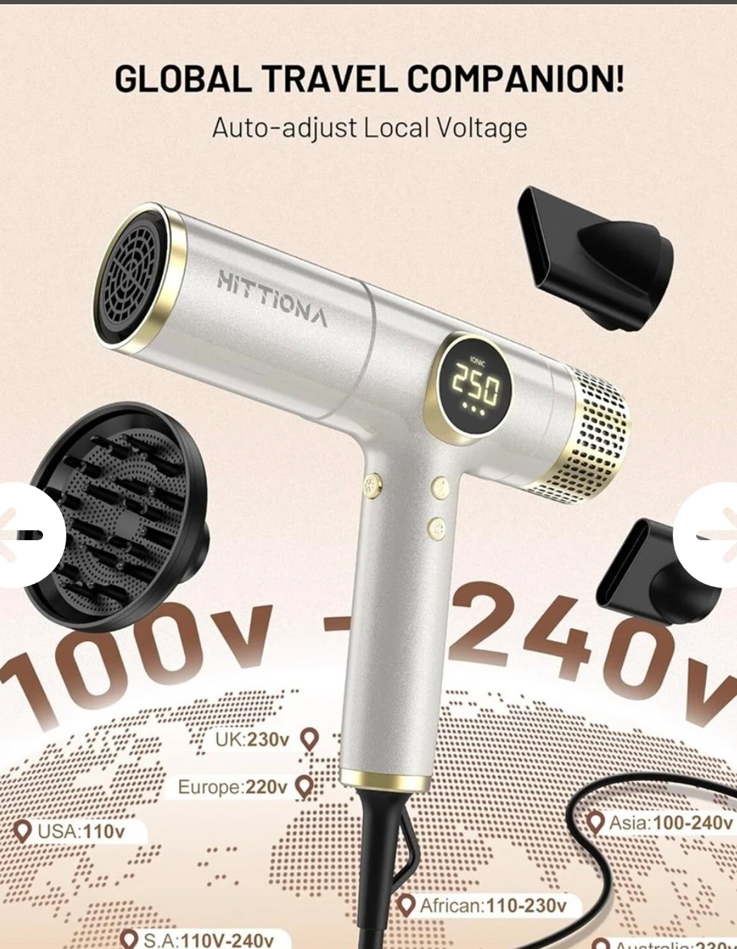 MITIONA High-Speed Dual Voltage Hair Dryer brand new - photo 3