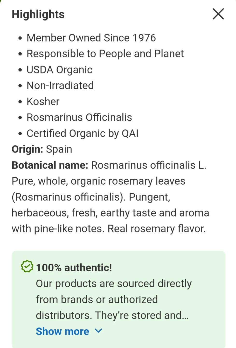 Organic Whole Dried Rosemary Leaves - 100g - photo 2