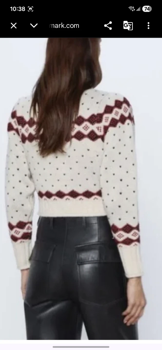 Zara heart print wool knit cropped sweater Size Small - photo 2