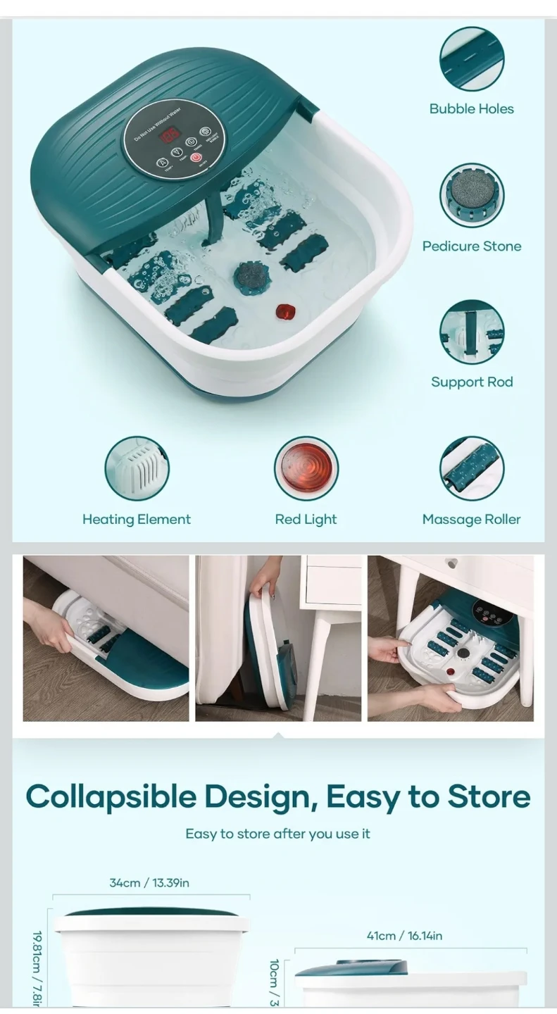 Collapsible Foot Spa Bath with Pedicure Stone - photo 3