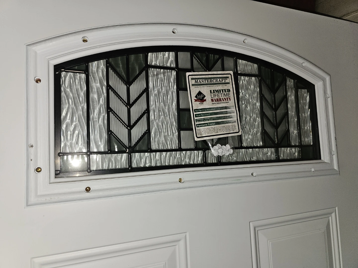 Mastercraft White Entry Door with Decorative Glass