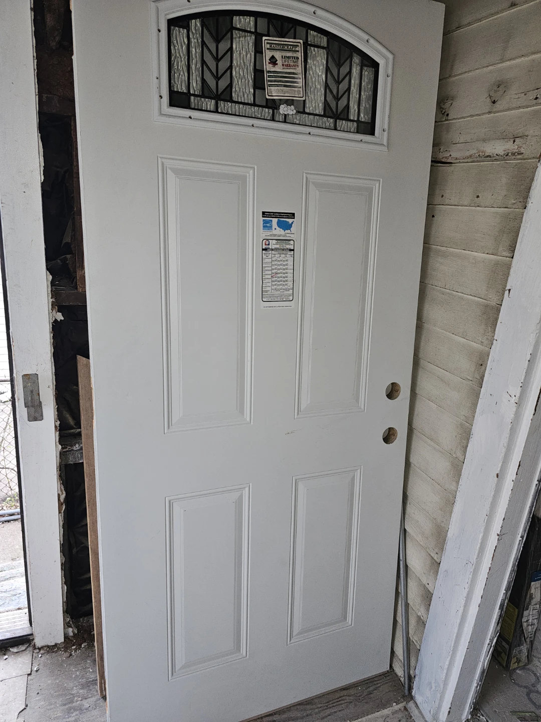 Mastercraft White Entry Door with Decorative Glass - photo 2