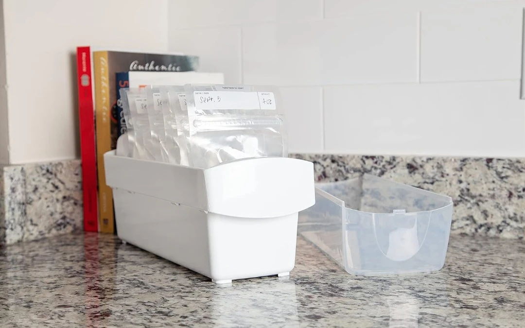 White Plastic breastmilk bag Storage Organizer Dispenser