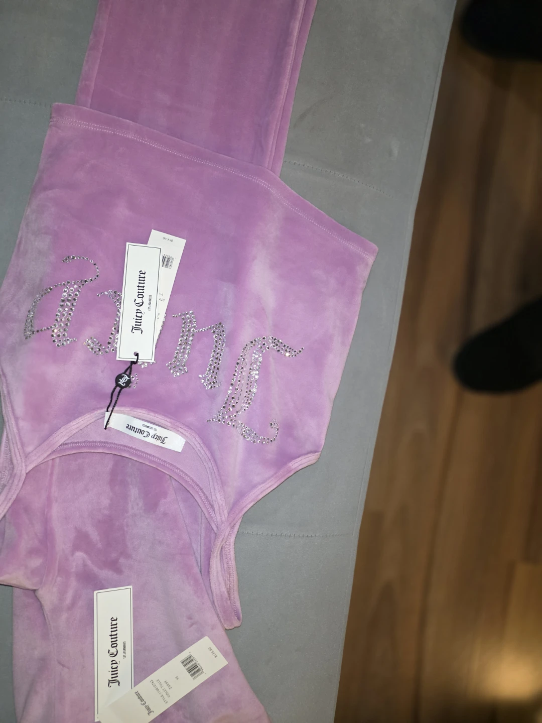 Juicy Couture Velour Track Pants & Tank Top Set - XS - Lilac - photo 3