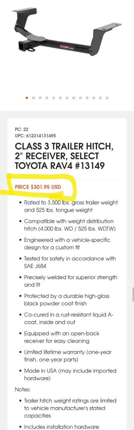 Class 3 Trailer Hitch - 2" Receiver for Toyota RAV4 (2006-2018) - photo 5