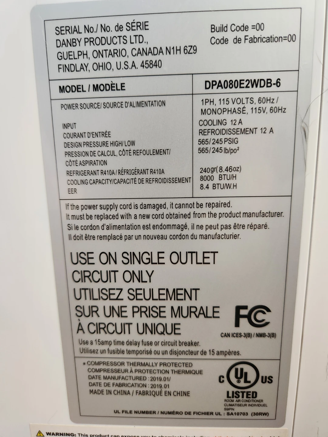 Danby Portable Air Conditioner DPA080E2WDB-6 - photo 3