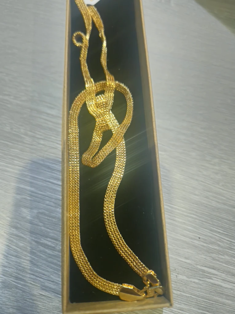 Gold Snake Chain Necklace 24 k Gold plated