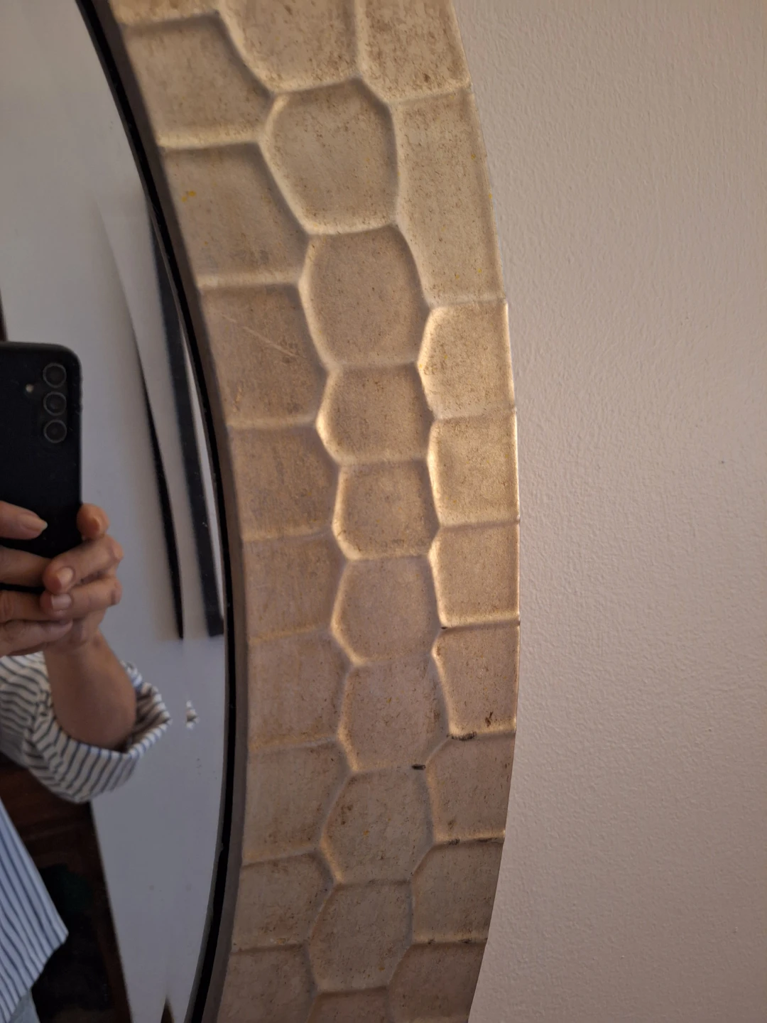 Oval Decorative Mirror with Textured Frame - photo 2