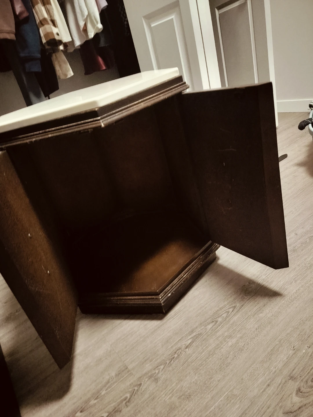 Vintage Hexagonal Side Table with Storage - photo 2