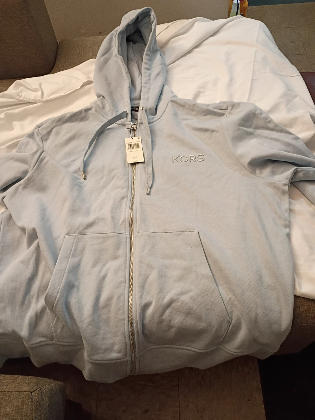Michael Kors Light Blue Full Zip Hoodie - Size XXL
