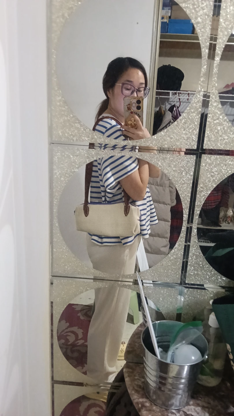 Cream Woven Shoulder Bag with Brown Straps - photo 3