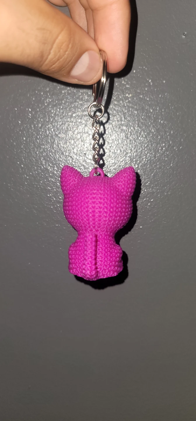 Cute Pink Knitted Cat Keychain - photo 3