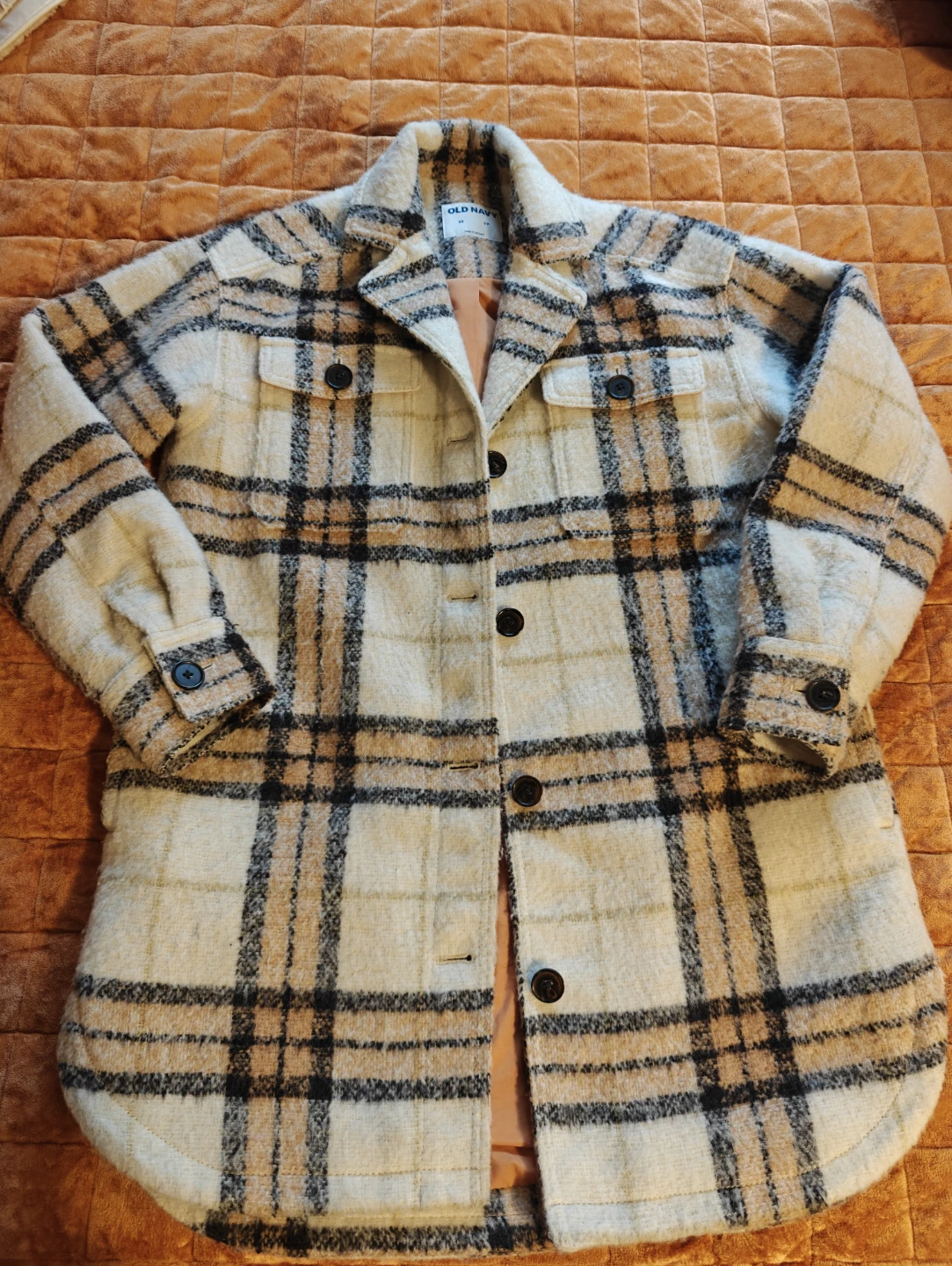 Plaid Shacket in White and Coral