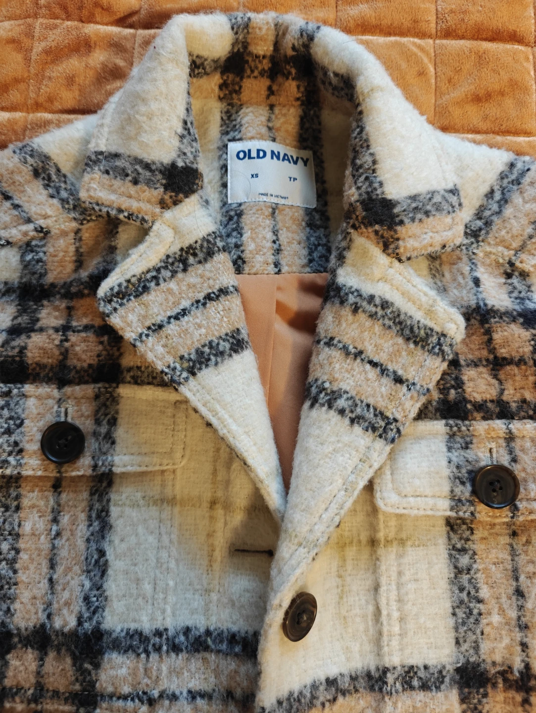 Plaid Shacket in White and Coral - photo 3