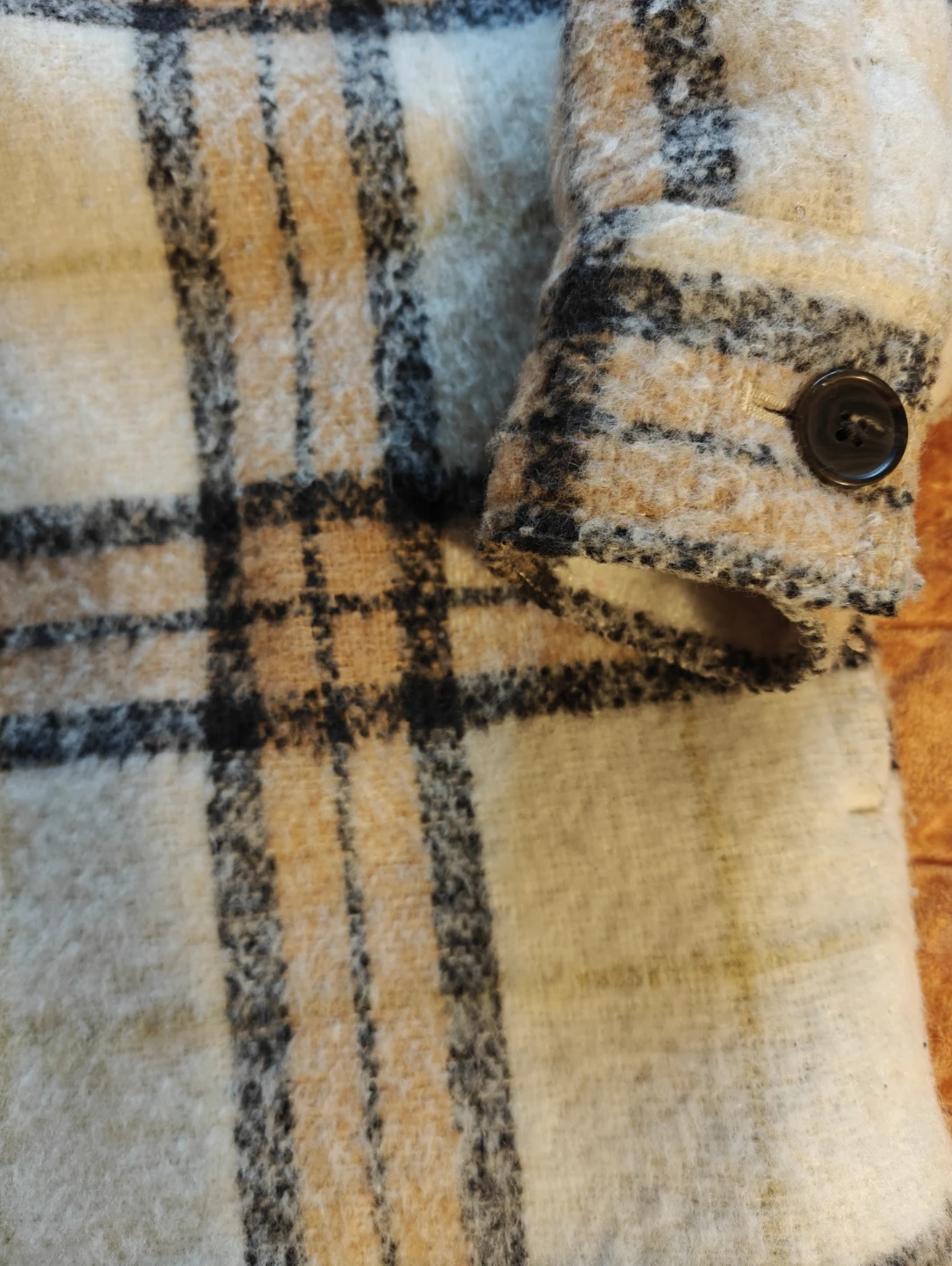 Plaid Shacket in White and Coral - photo 4