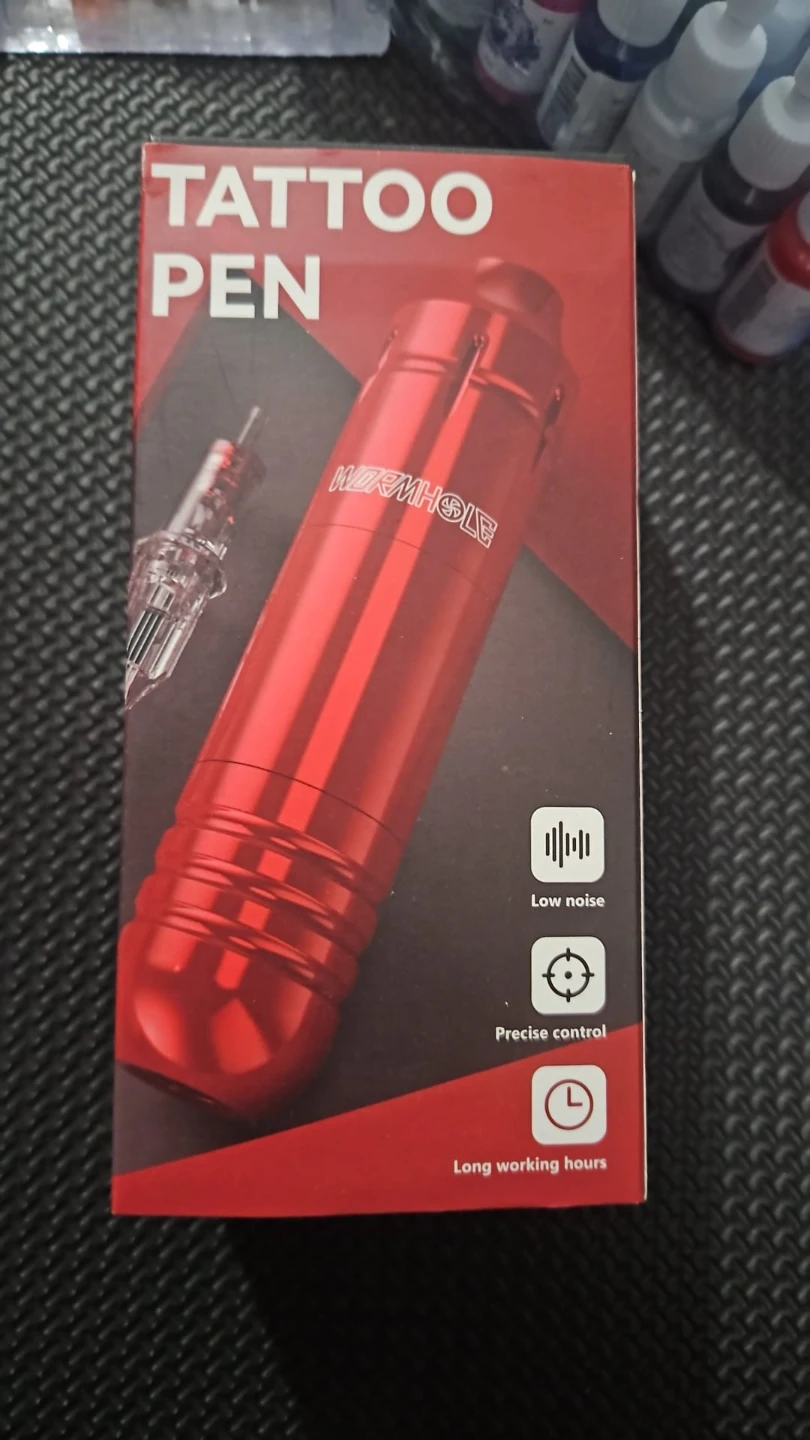 Wormhole Red Tattoo Pen Kit with Cartridge Needles and Ink