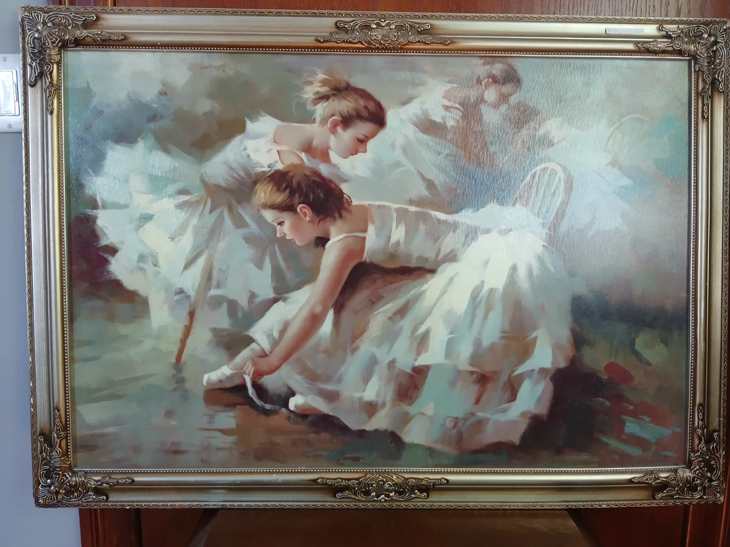 Framed Oil Painting of Ballerinas