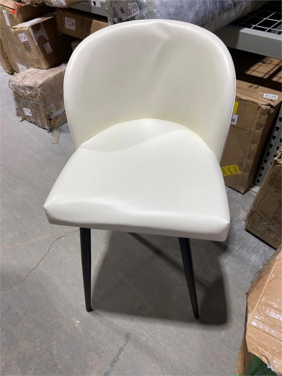 3 White Dining Chair with Black Metal Legs - photo 2