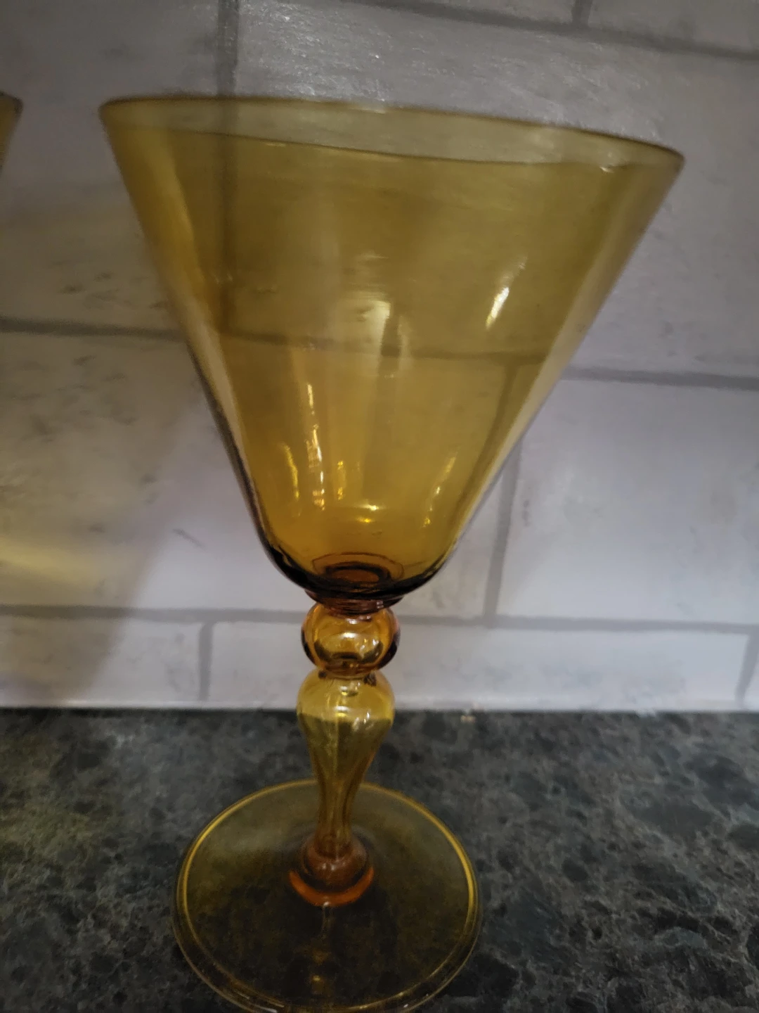 Vintage Amber Glass Stemmed Cocktail Glasses (Set of 3) - photo 4