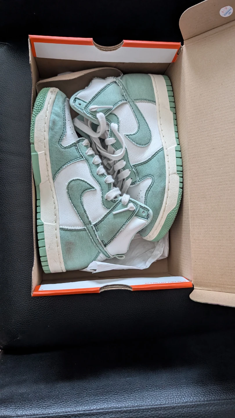 Nike Dunk High Sneakers - Size 8 - Mint Green & White