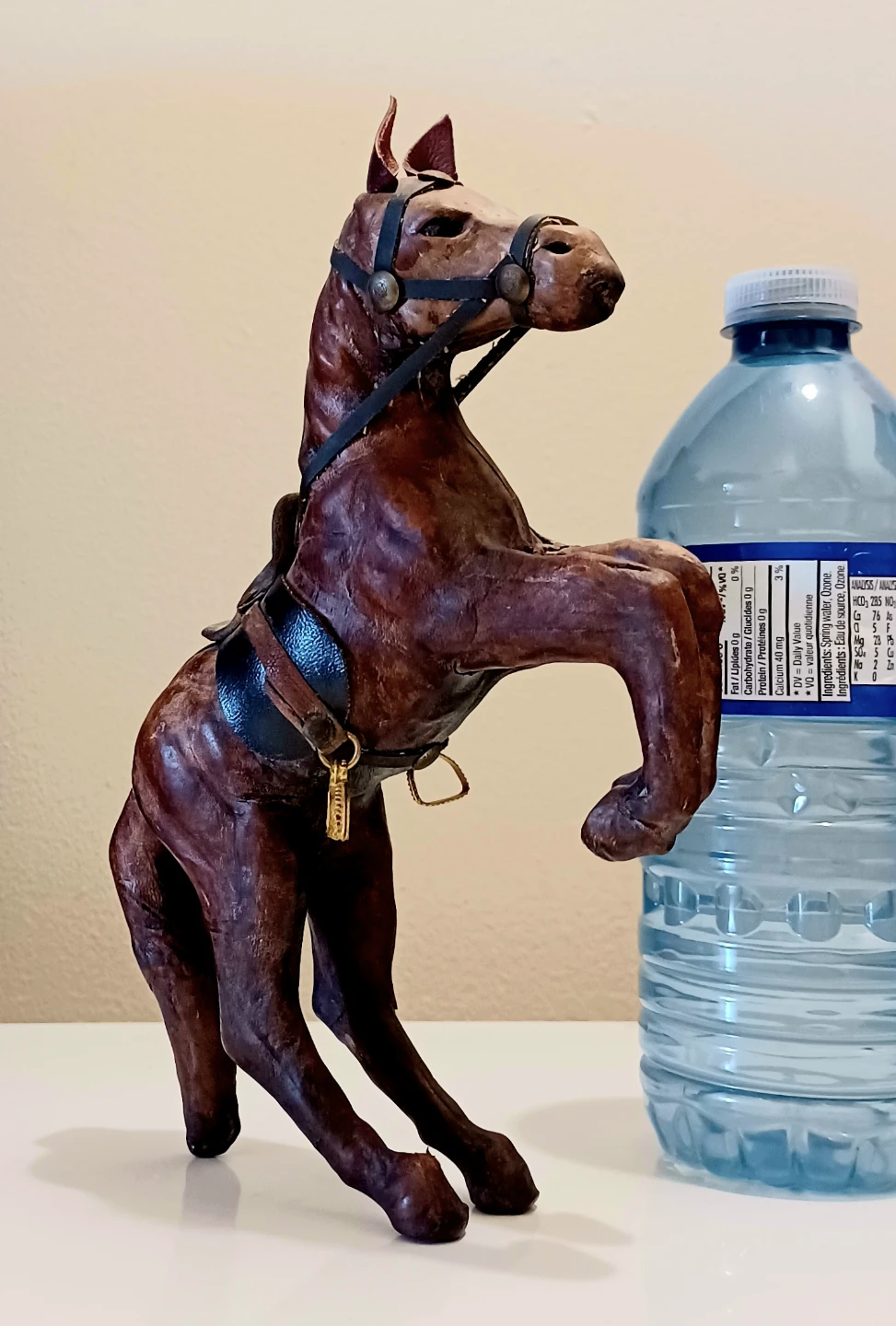 Vtg.Handmade Leather Prancing Horse Statue - photo 3