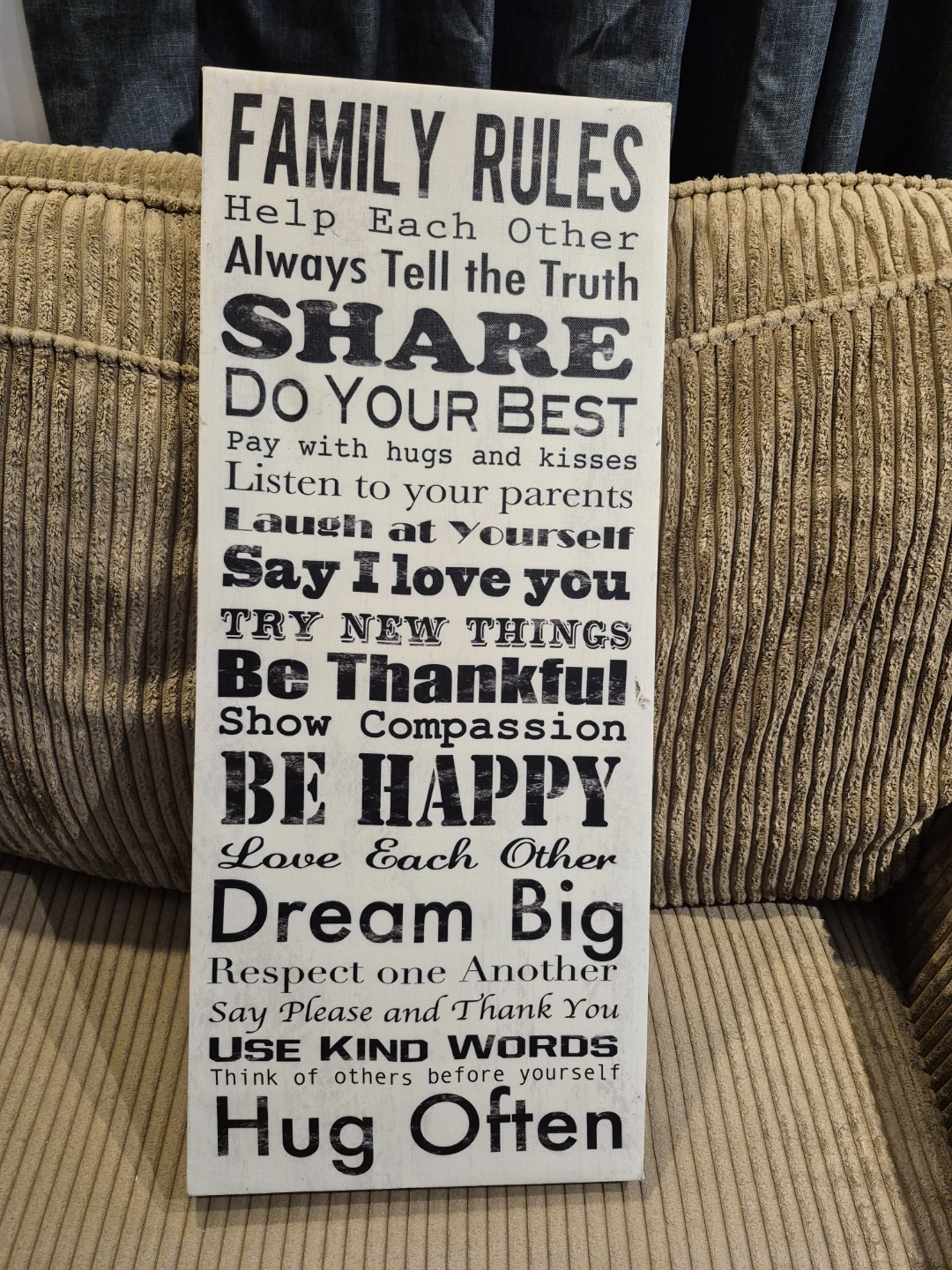 Family Rules Wall Art Sign