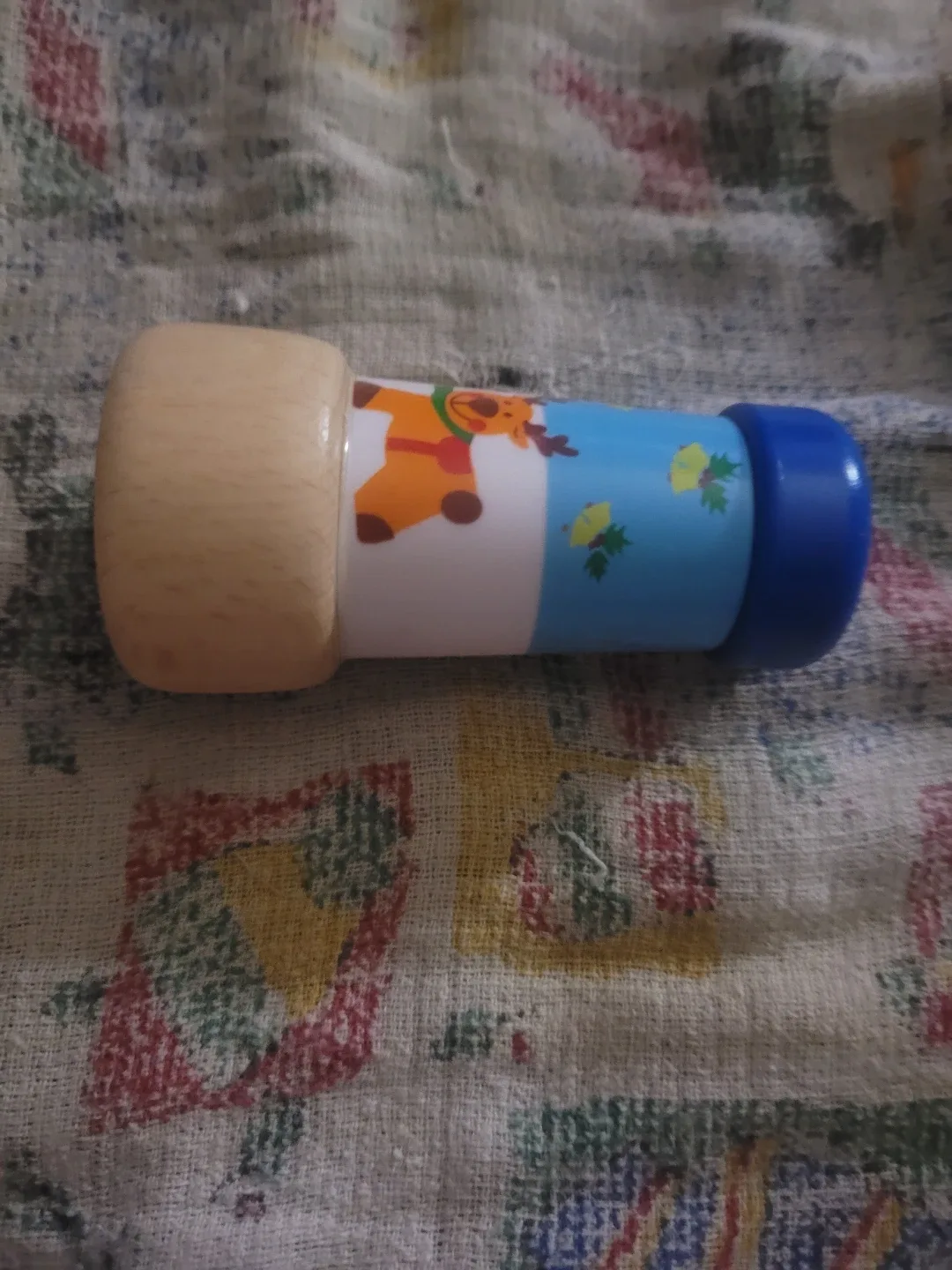 Wooden Kaleidoscope Toy with Reindeer Design