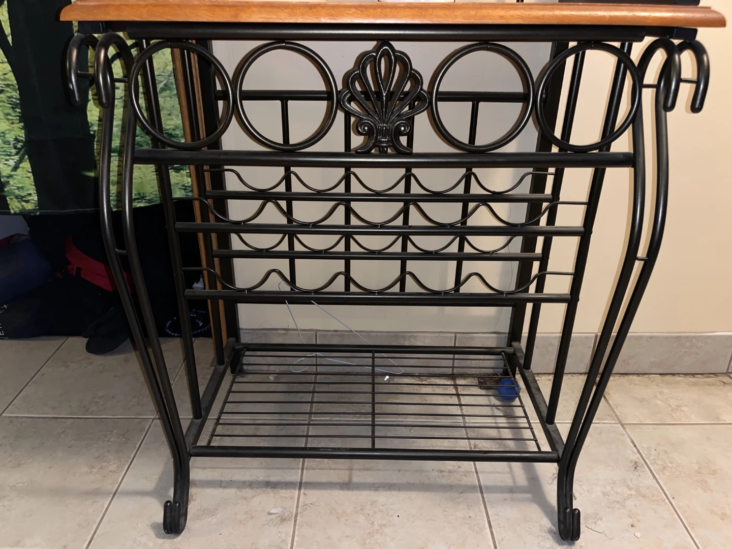 Metal and Wood Baker's Rack with Wine Storage - photo 2