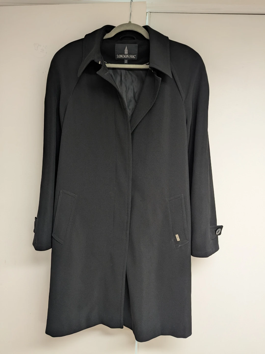 London Fog Black Trench Coat - Size 16 REG