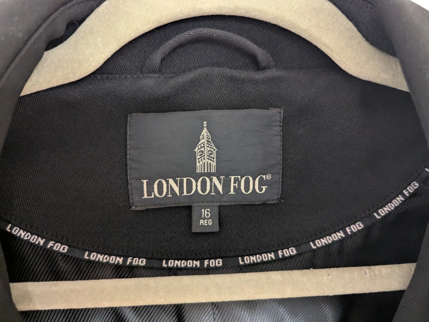London Fog Black Trench Coat - Size 16 REG - photo 2
