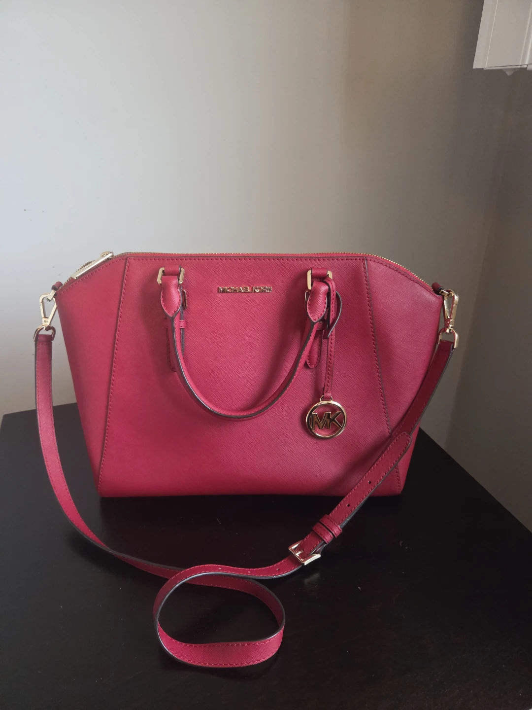 Michael Kors Red Leather Satchel Handbag