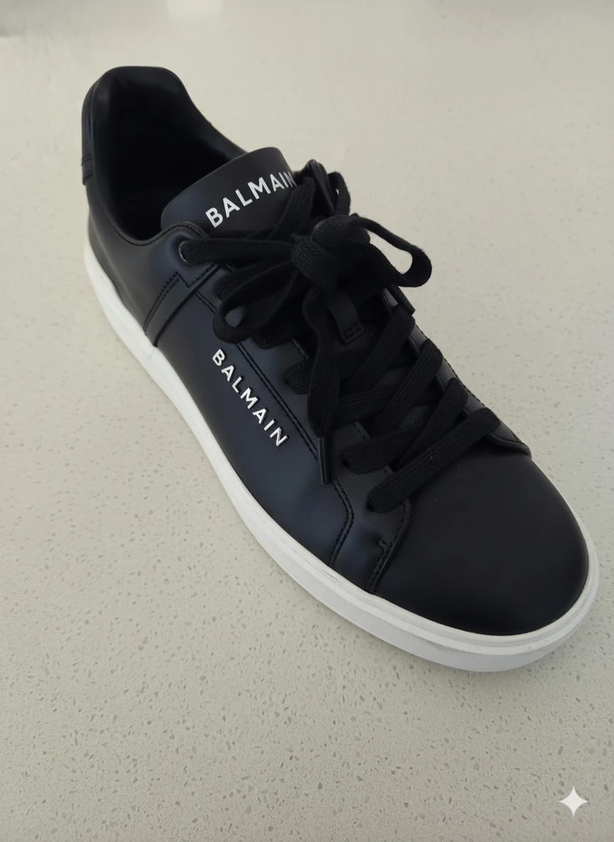 🔥 Balmain Black Leather Sneakers – Luxury Style – EU 41 - photo 2