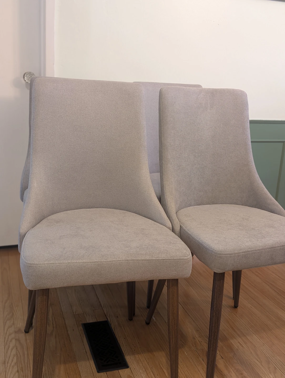 Set of 4 Grey Upholstered Dining Chairs