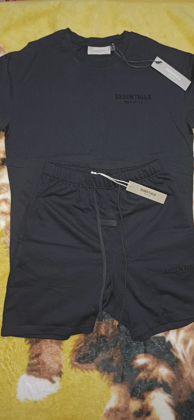 Essentials Fear of God Black T-Shirt and Shorts Set