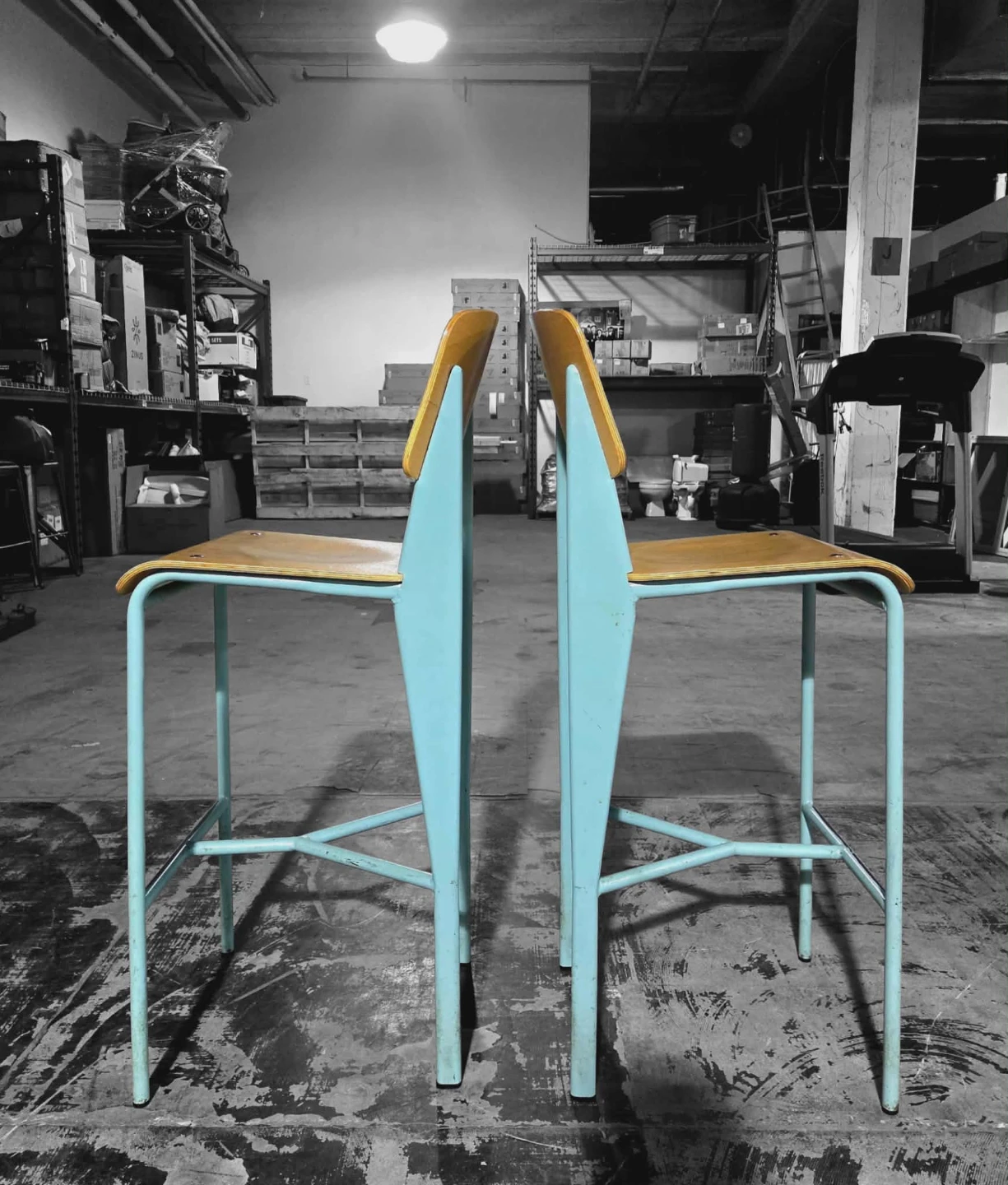 MCM Bentwood Bar Stools With Teal Legs (Price Per Chair) - photo 2
