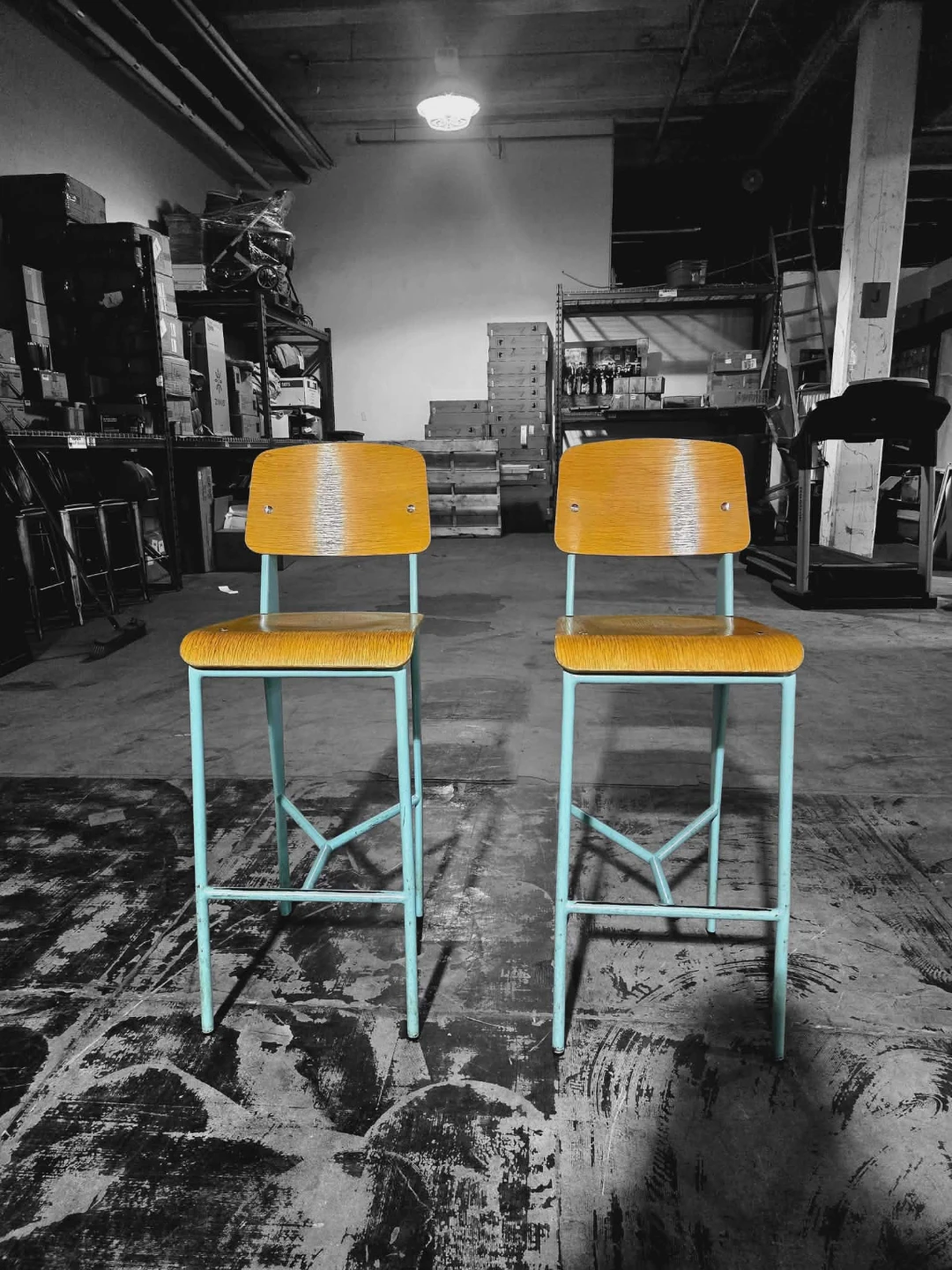 MCM Bentwood Bar Stools With Teal Legs (Price Per Chair) - photo 3