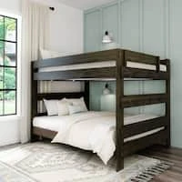 Dark Wood Queen Size Bunk Bed