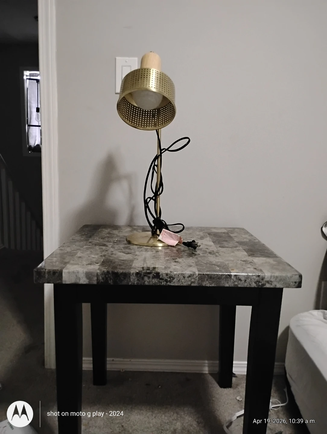 Gold Desk Lamp with Perforated Shade