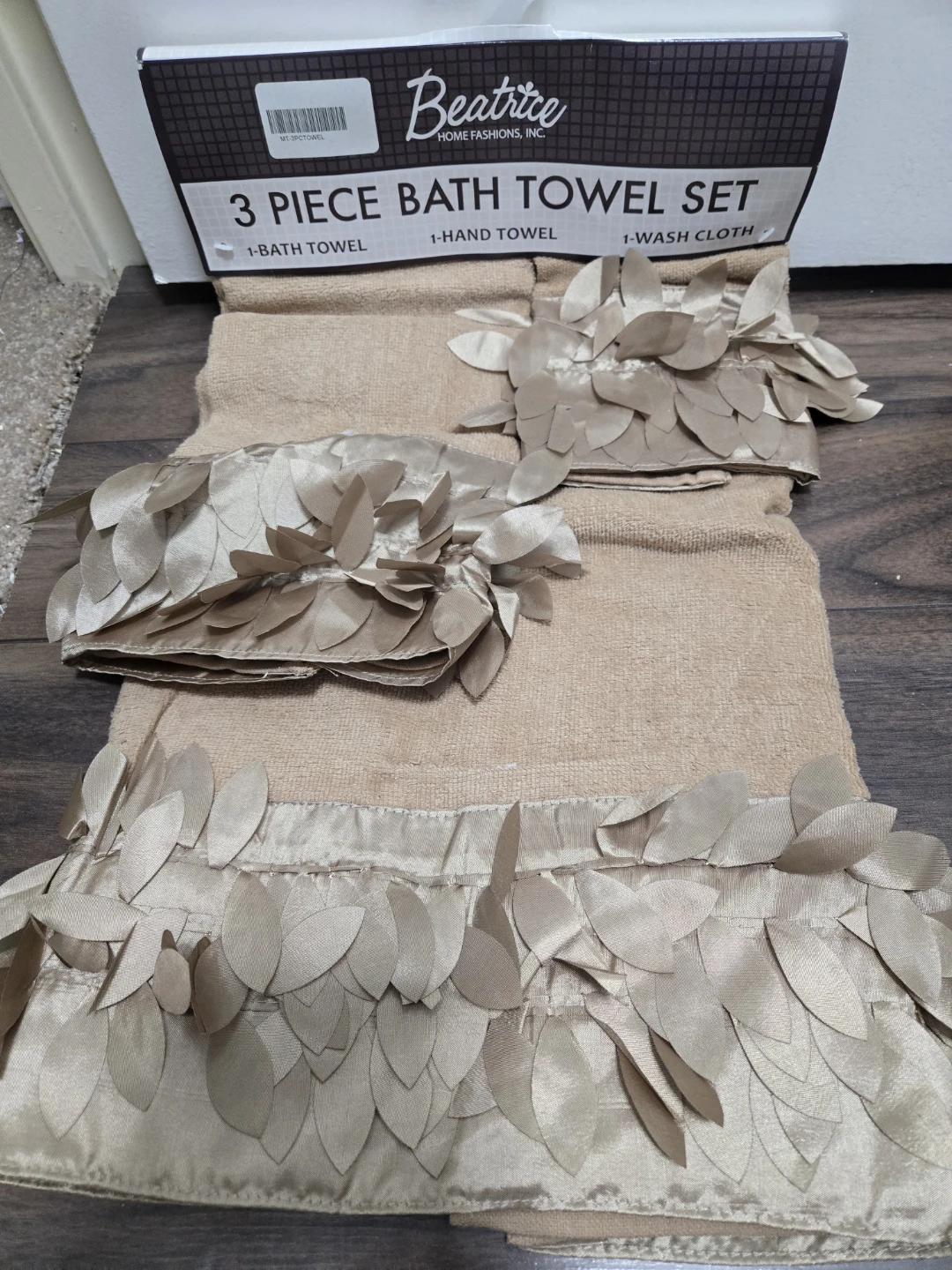 Beatrice 3 Piece Bath Towel Set - Tan