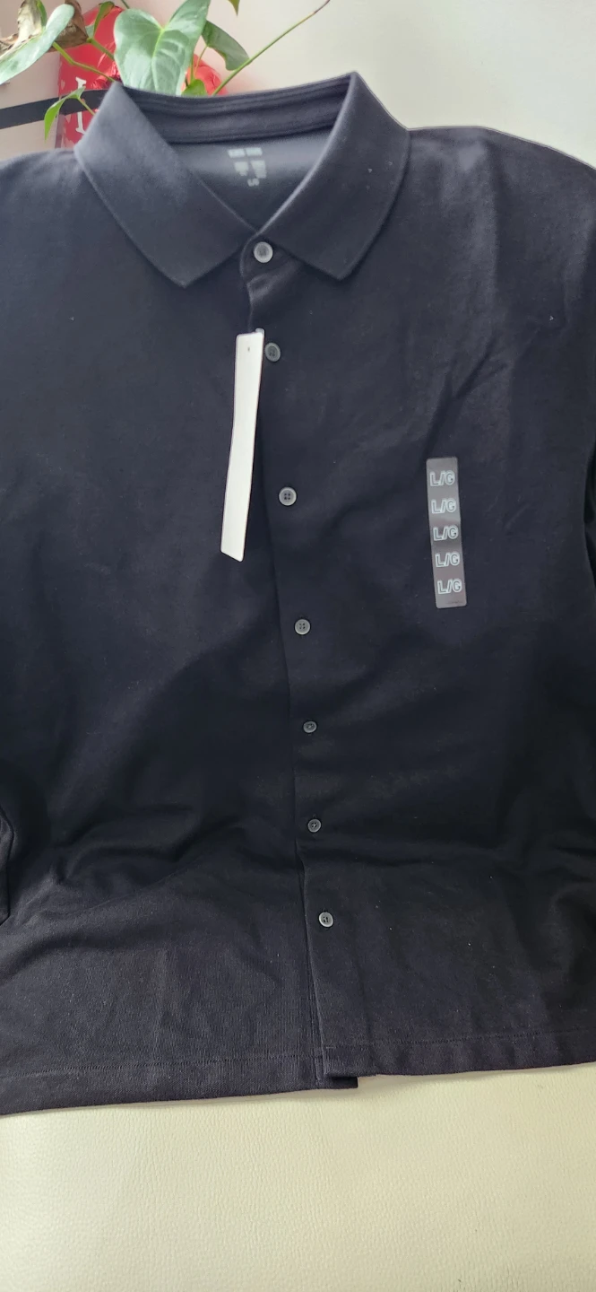 UNIQLO AIRism Polo Shirt - Black - Size L