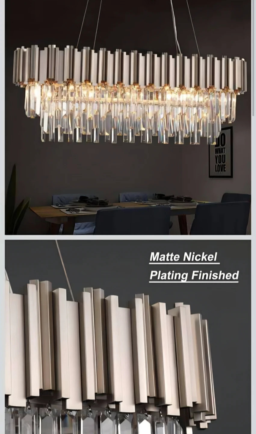 Modern Rectangle Crystal Chandelier Nickel - photo 5
