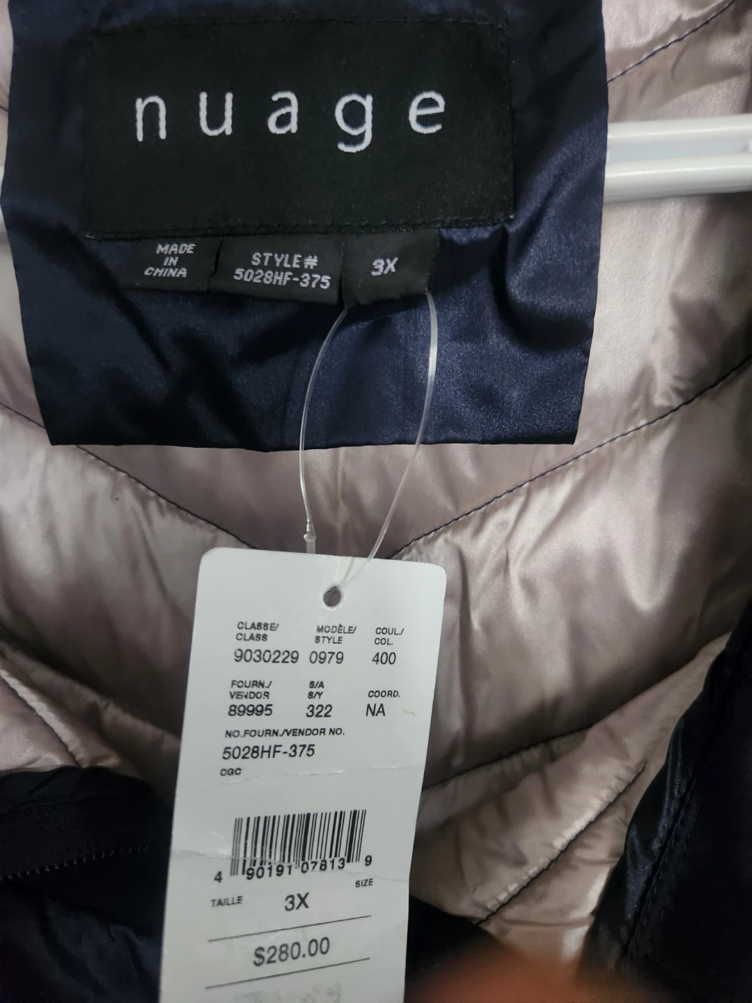 Nuage Women's Puffer Jacket Navy Blue Size 3X