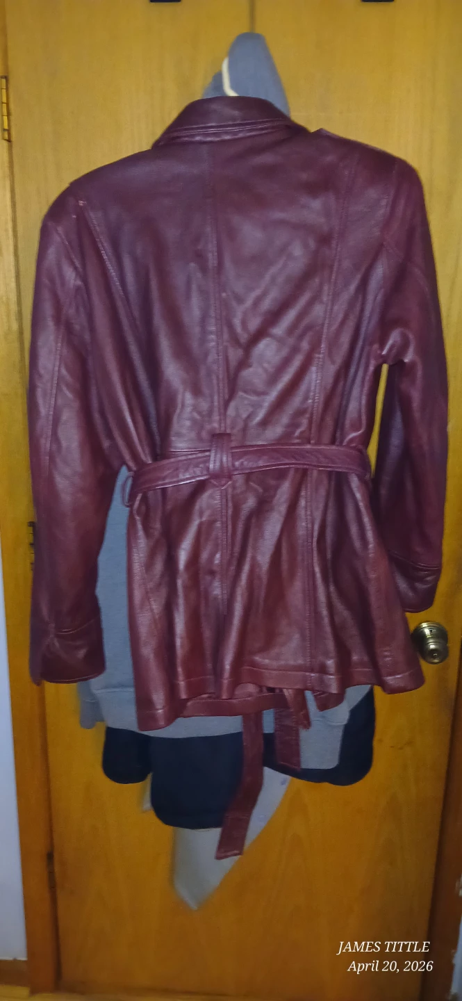 Whet Blu Burgundy Faux Leather Belted Moto Jacket - photo 2