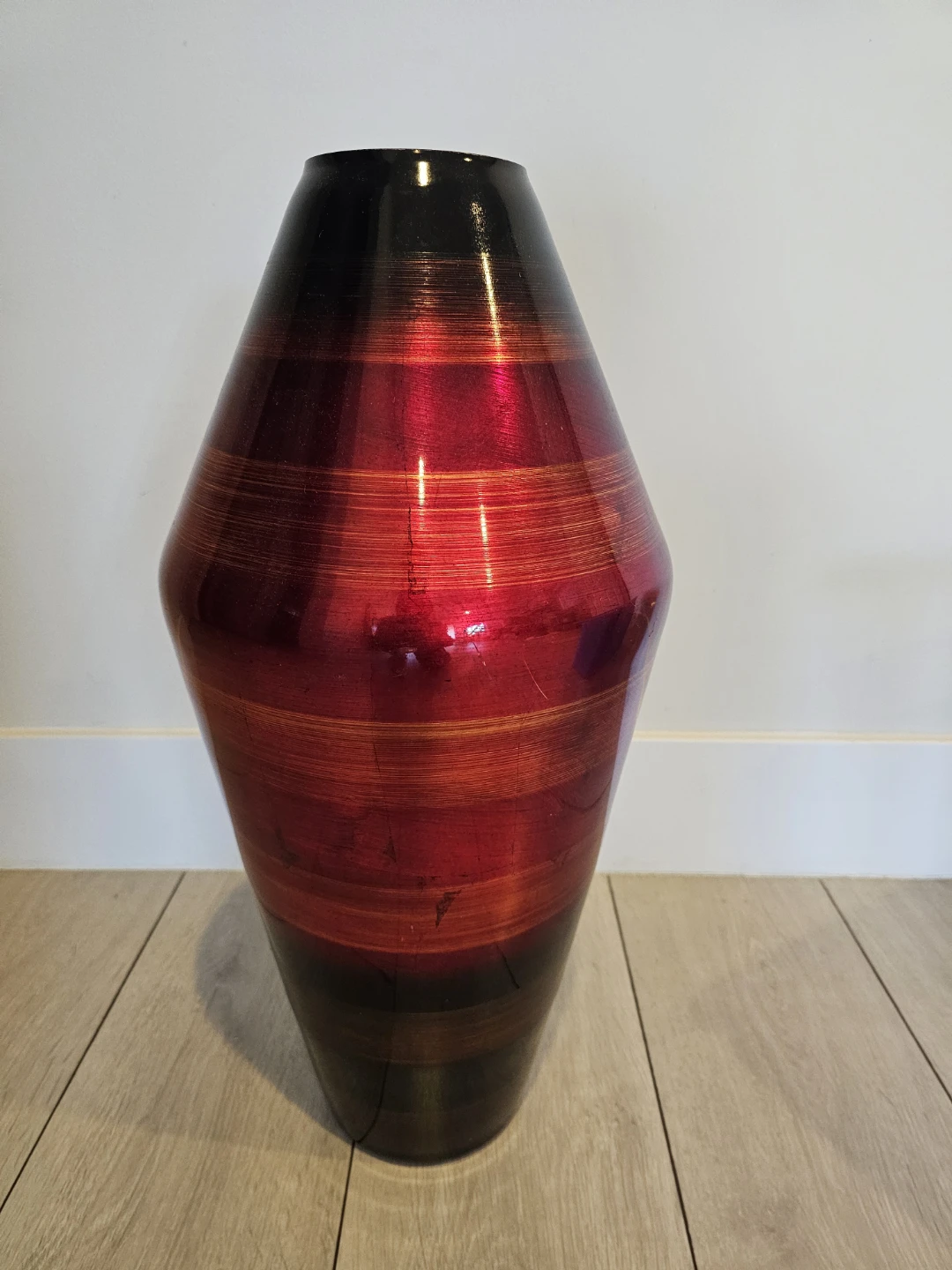 Red and Black Striped Decorative Vase