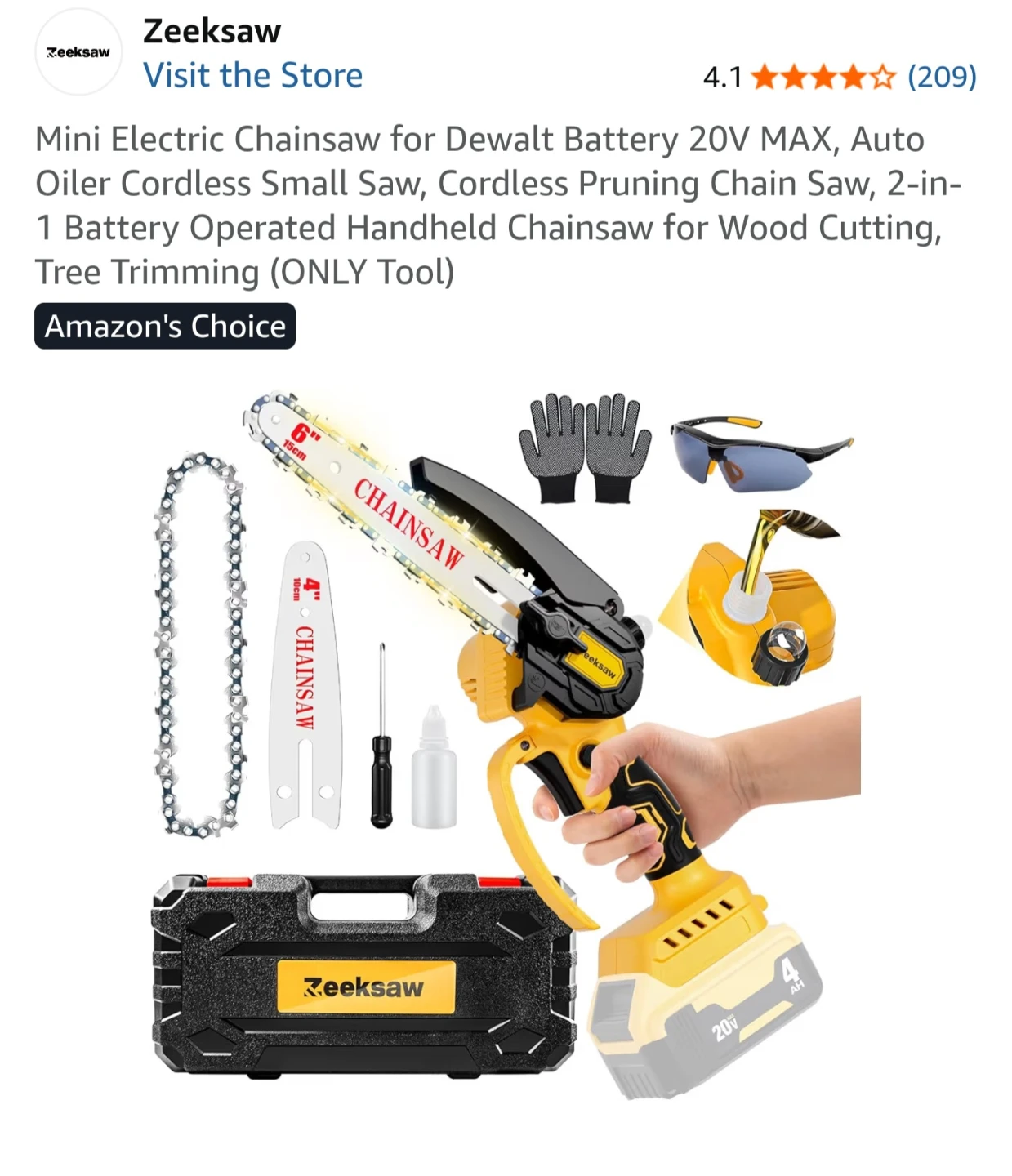 Zeeksaw 4-inch Mini Chainsaw with Accessories - photo 2