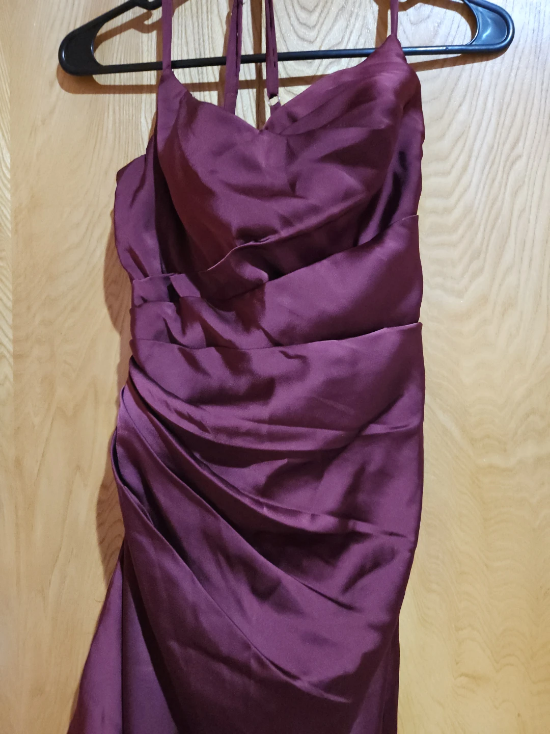 Maroon Satin Halter Neck Maxi Dress - photo 2