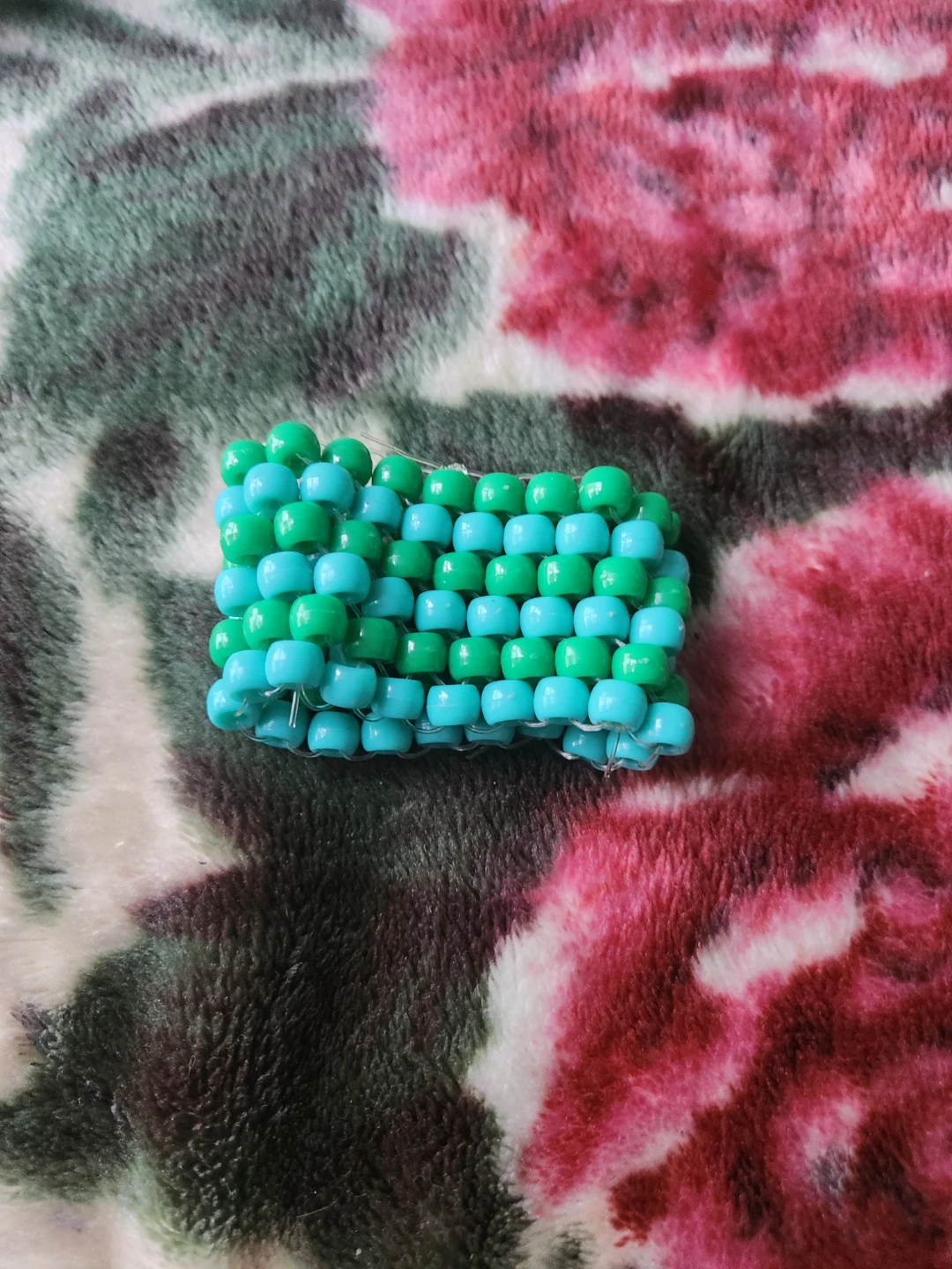 Handmade Beaded Bracelet - Teal and Green